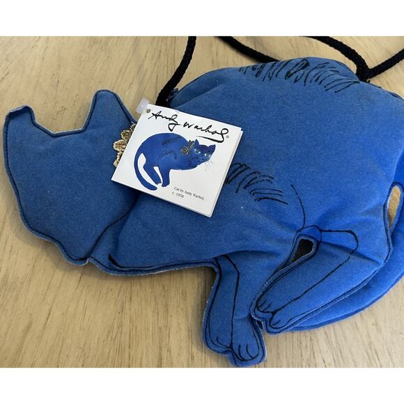 VTG Andy Warhol Blue Cat Pop Art Purse Bag Artsy 80s Retro Hipster Kitty Y2K 00s - Picture 3 of 16